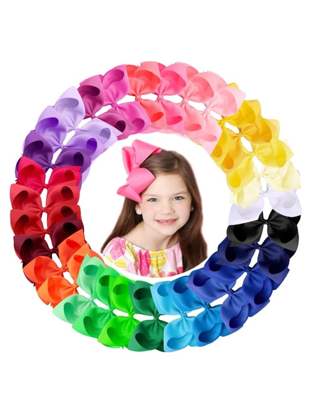 Kids Girls Hair Bows Grosgrain Ribbon Alligator Clips 30 Pack School Party